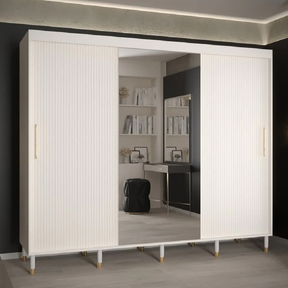 Read more about Millwall 250cm mirrored wardrobe with 3 sliding doors in white
