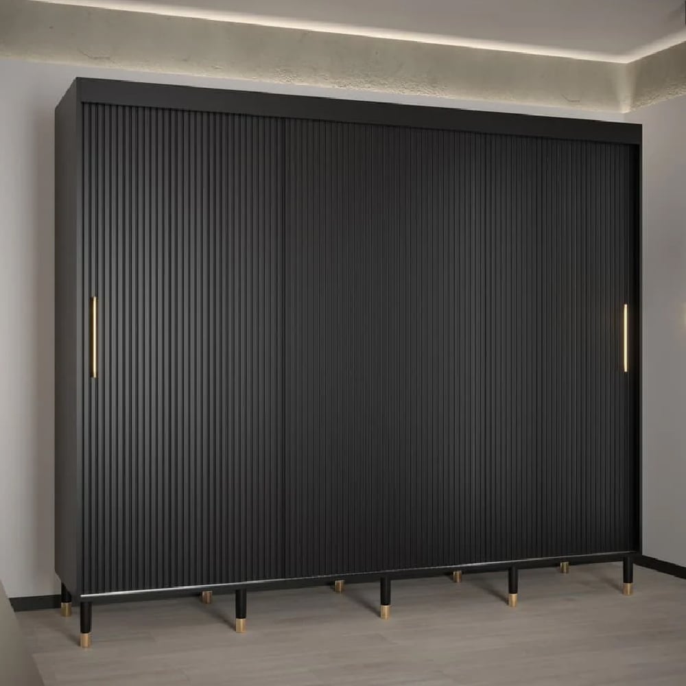 Read more about Millwall 250cm wooden wardrobe with 3 sliding doors in black
