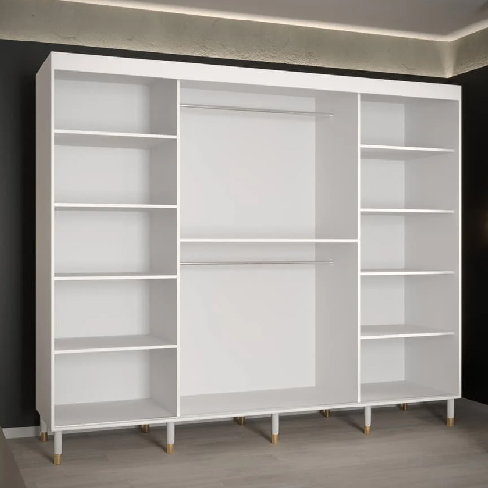 Millwall 250cm Wooden Wardrobe With 3 Sliding Doors In White