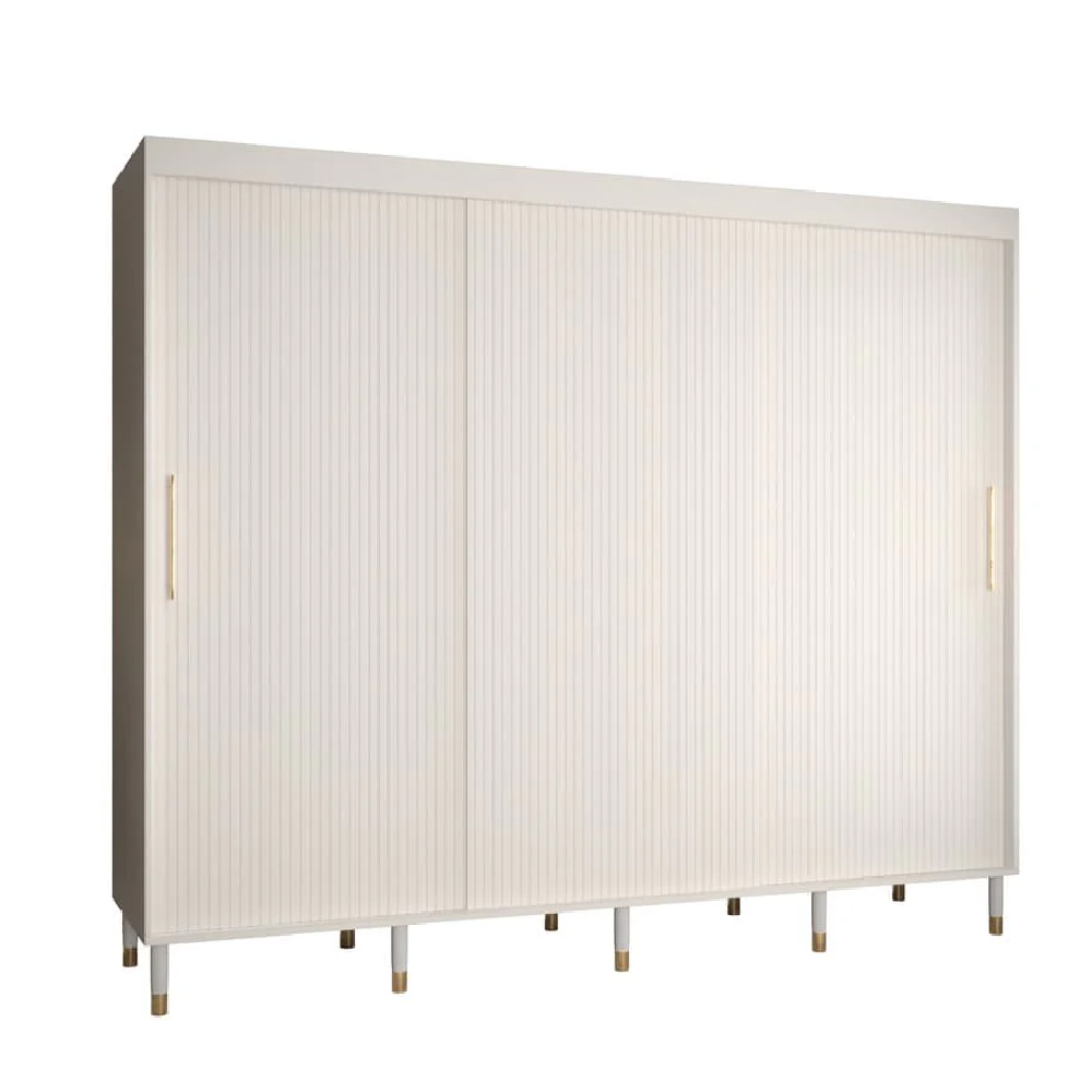 Millwall 250cm Wooden Wardrobe With 3 Sliding Doors In White