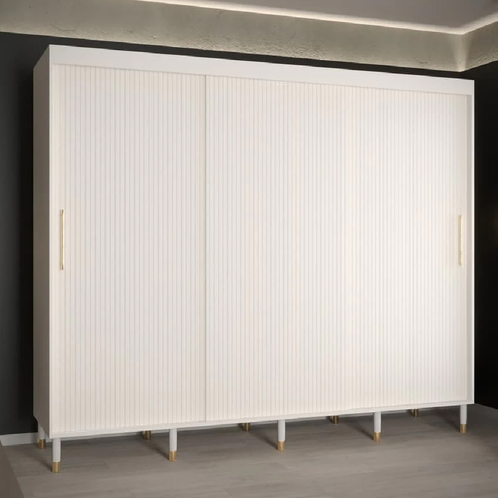 Read more about Millwall 250cm wooden wardrobe with 3 sliding doors in white