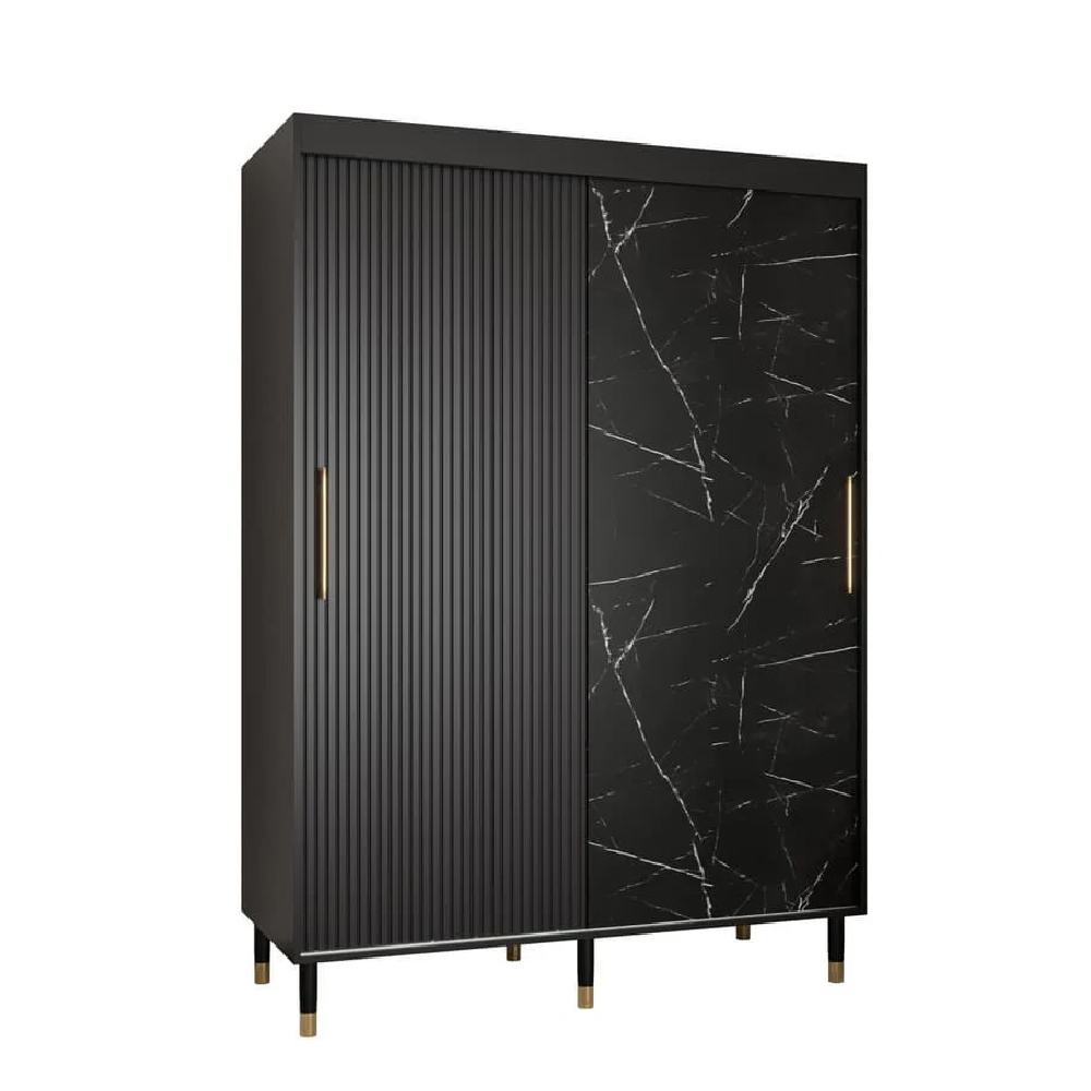 Millwall Wooden Wardrobe 150cm With 2 Sliding Doors In Black
