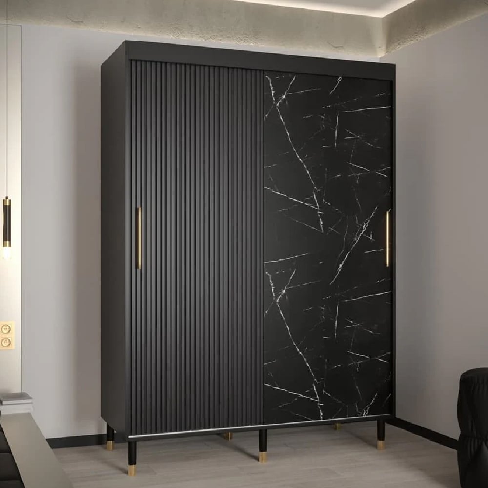 Read more about Millwall wooden wardrobe 150cm with 2 sliding doors in black