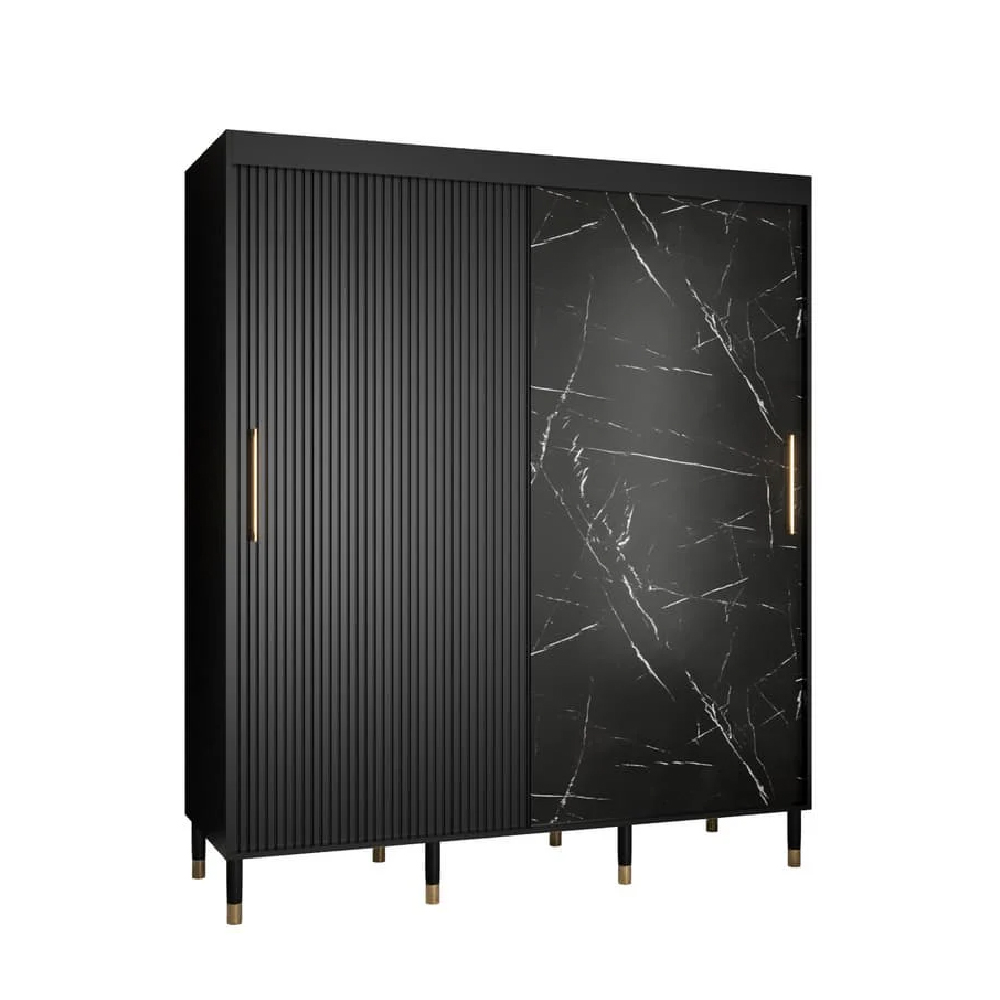 Millwall Wooden Wardrobe 180cm With 2 Sliding Doors In Black