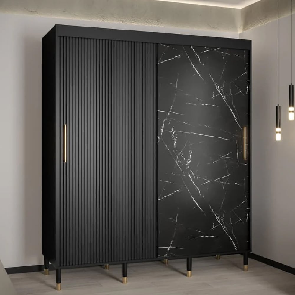 Read more about Millwall wooden wardrobe 180cm with 2 sliding doors in black
