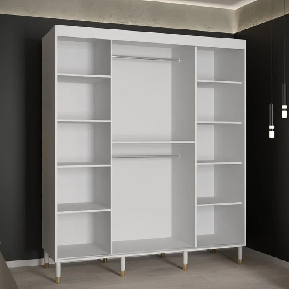 Millwall Wooden Wardrobe 180cm With 2 Sliding Doors In White