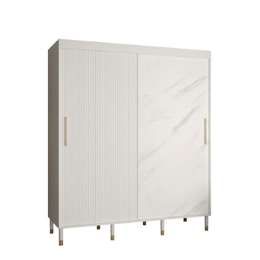 Millwall Wooden Wardrobe 180cm With 2 Sliding Doors In White
