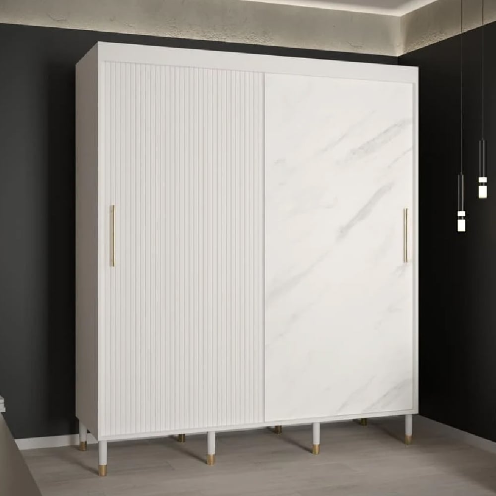 Read more about Millwall wooden wardrobe 180cm with 2 sliding doors in white