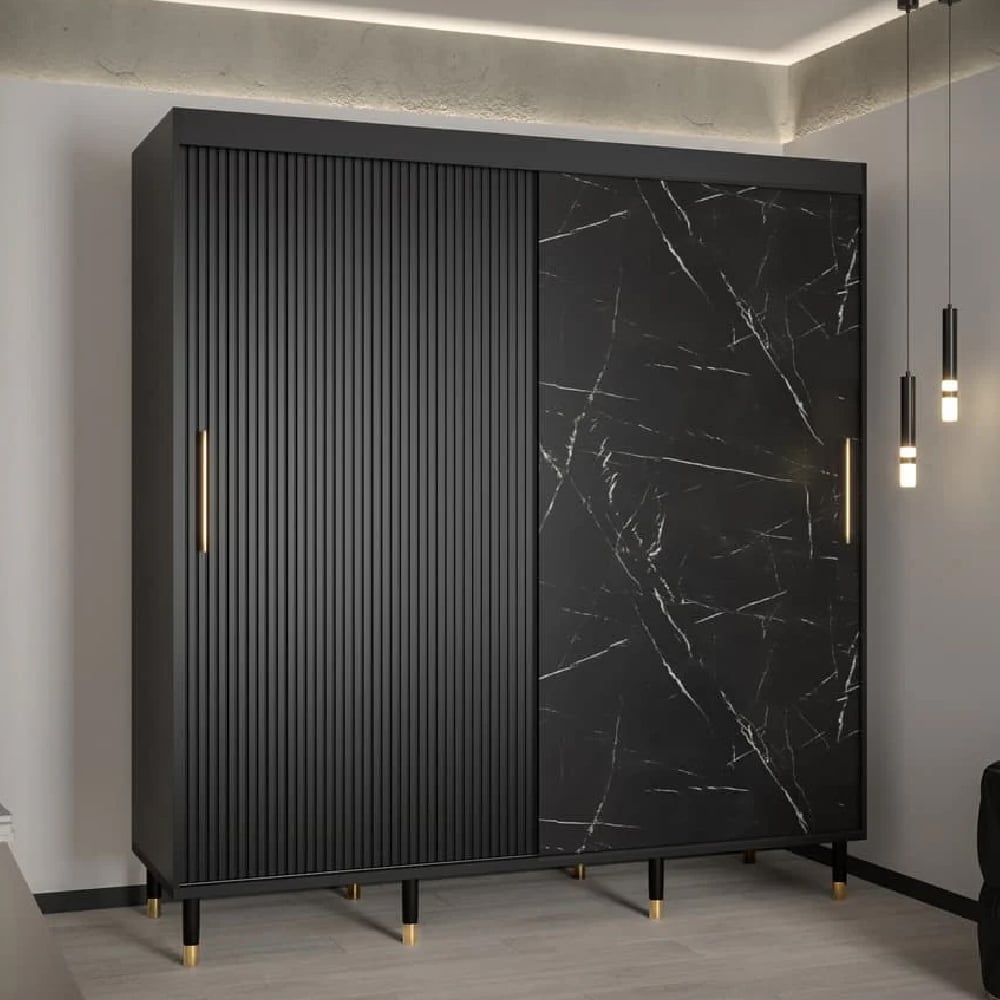 Read more about Millwall wooden wardrobe 200cm with 2 sliding doors in black