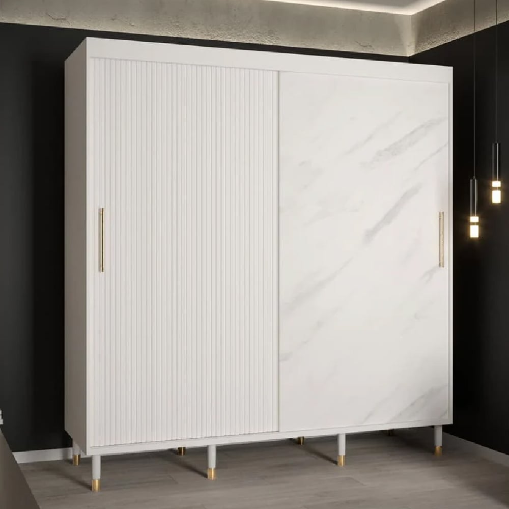 Read more about Millwall wooden wardrobe 200cm with 2 sliding doors in white