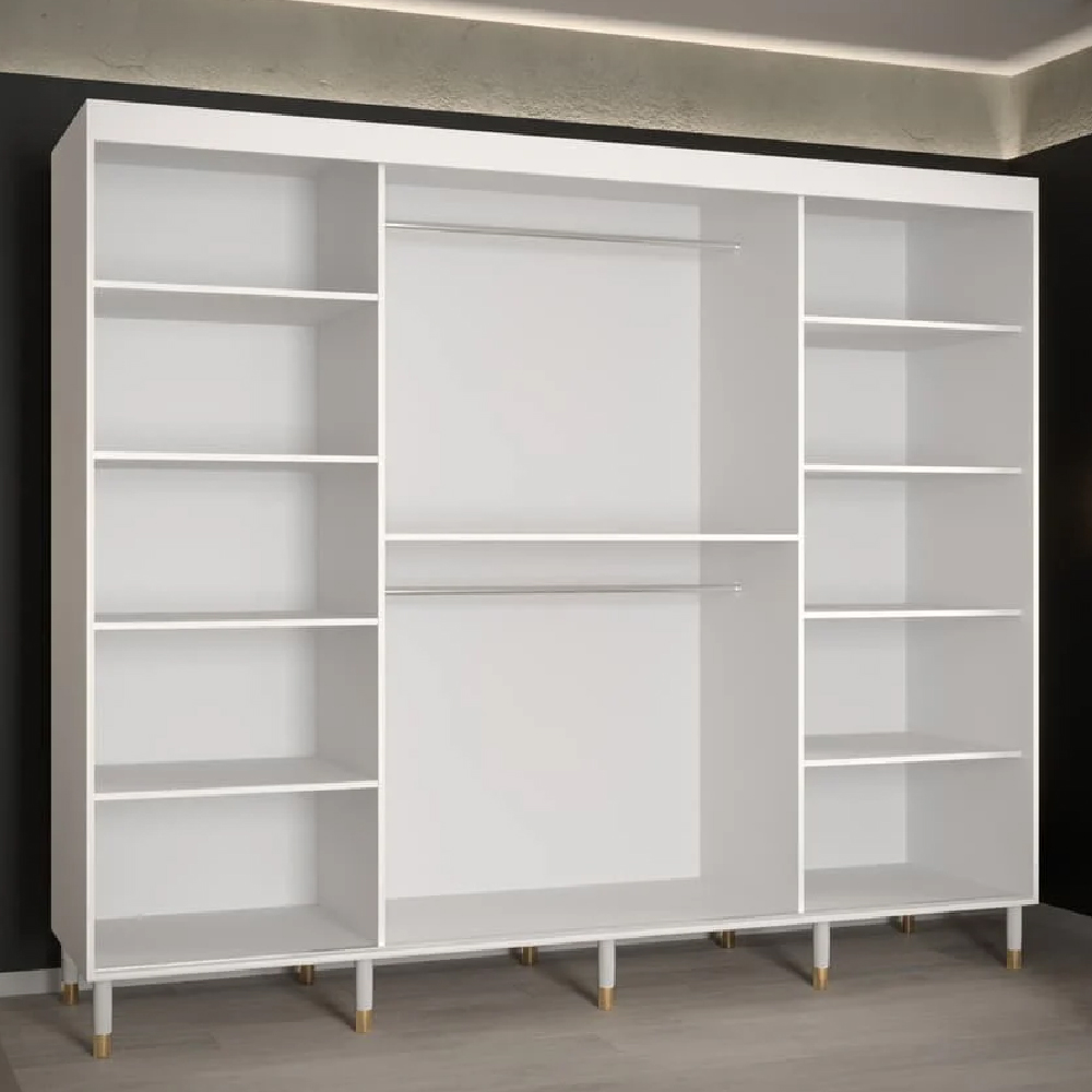 Millwall Wooden Wardrobe 250cm With 3 Sliding Doors In White