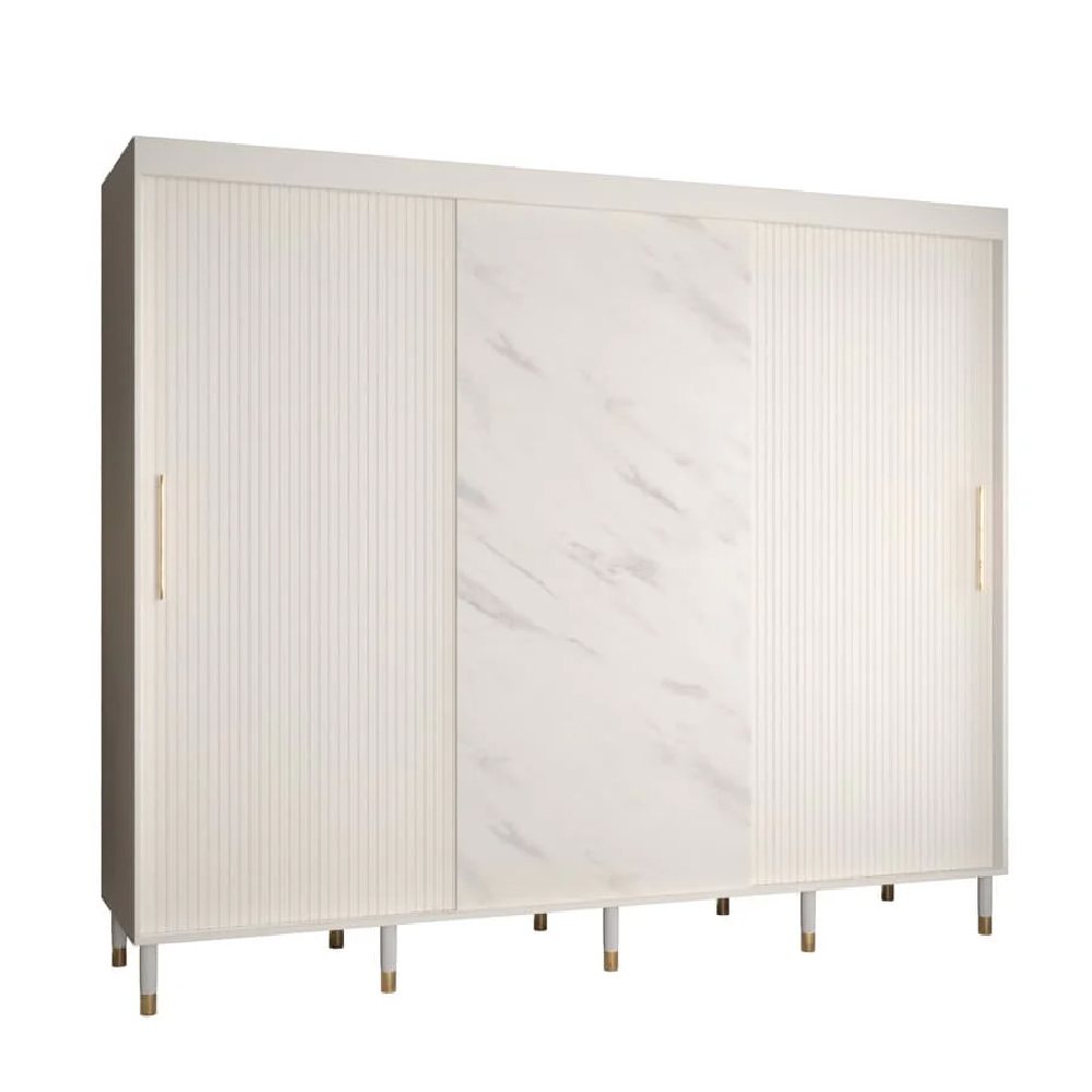 Millwall Wooden Wardrobe 250cm With 3 Sliding Doors In White