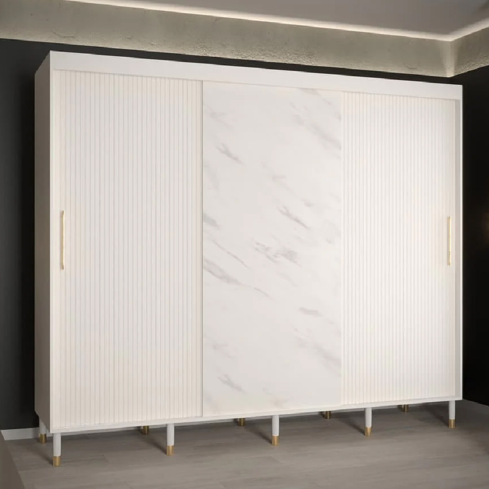 Read more about Millwall wooden wardrobe 250cm with 3 sliding doors in white
