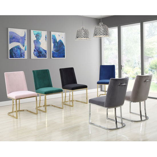 Milo Rose Velvet Dining Chairs In A Pair With Gold Steel Base FiF