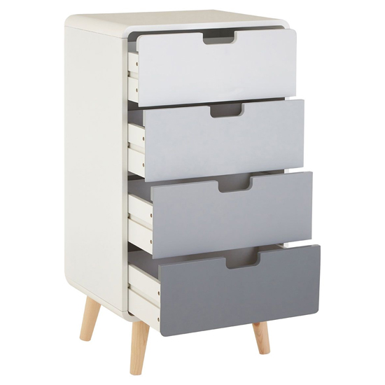 Milova Wooden Chest Of 4 Drawers In White And Grey