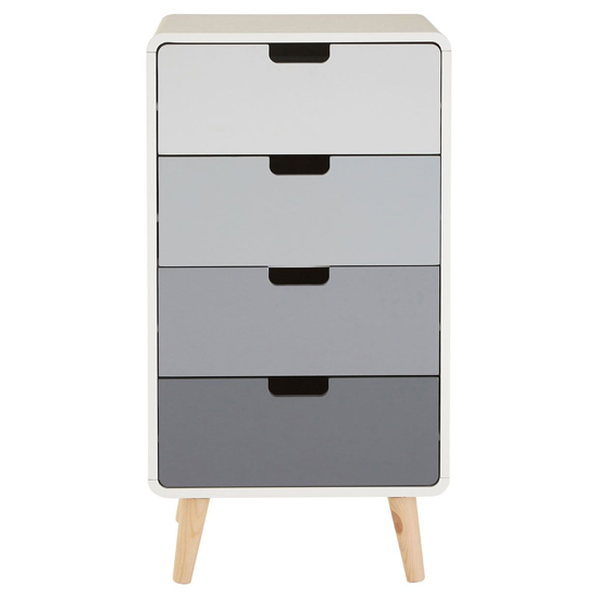 Milova Wooden Chest Of 4 Drawers In White And Grey
