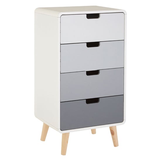 Photo of Milova wooden chest of 4 drawers in white and grey