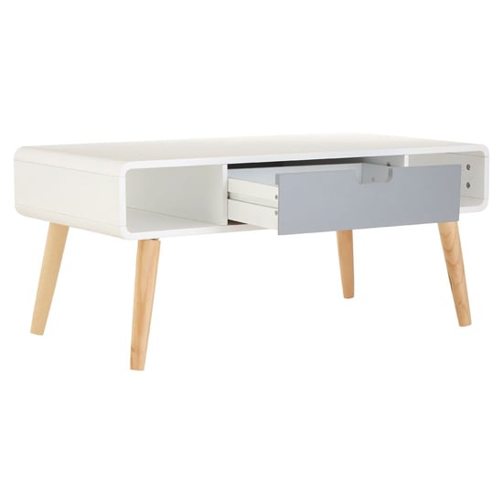 Milova Wooden Coffee Table With 1 Drawer In White And Grey