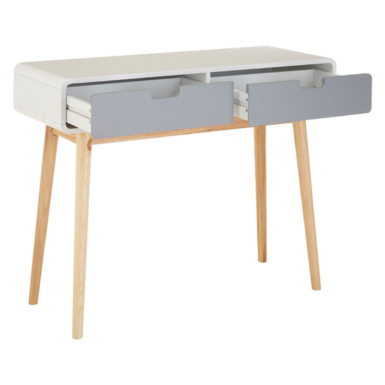 Milova Wooden Console Table With 2 Drawers In White And Grey