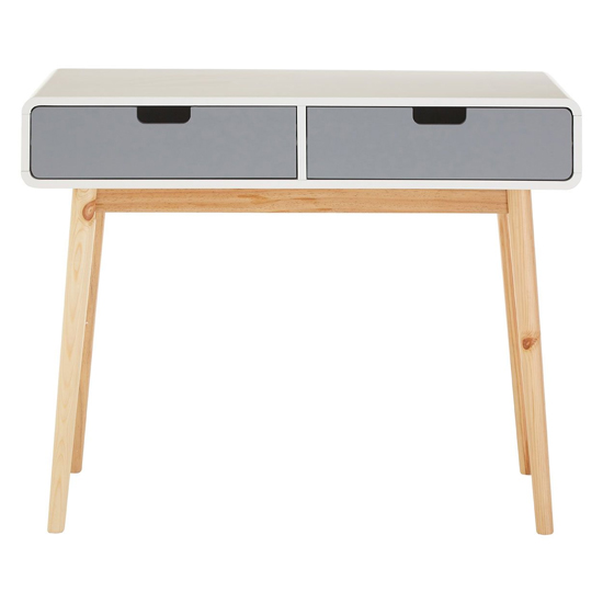 Milova Wooden Console Table With 2 Drawers In White And Grey