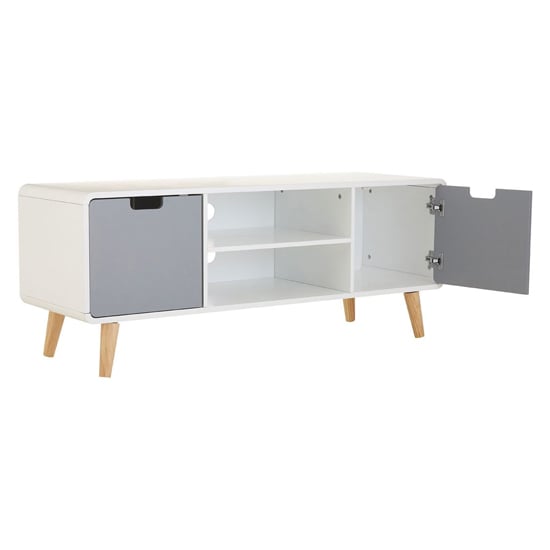 Milova Wooden TV Stand With 2 Doors In White And Grey