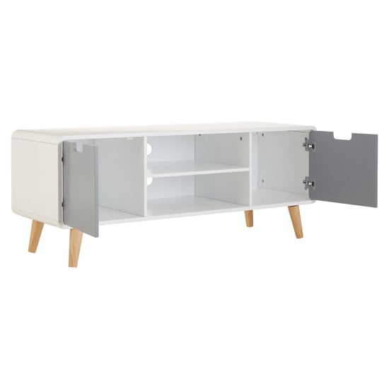Milova Wooden TV Stand With 2 Doors In White And Grey