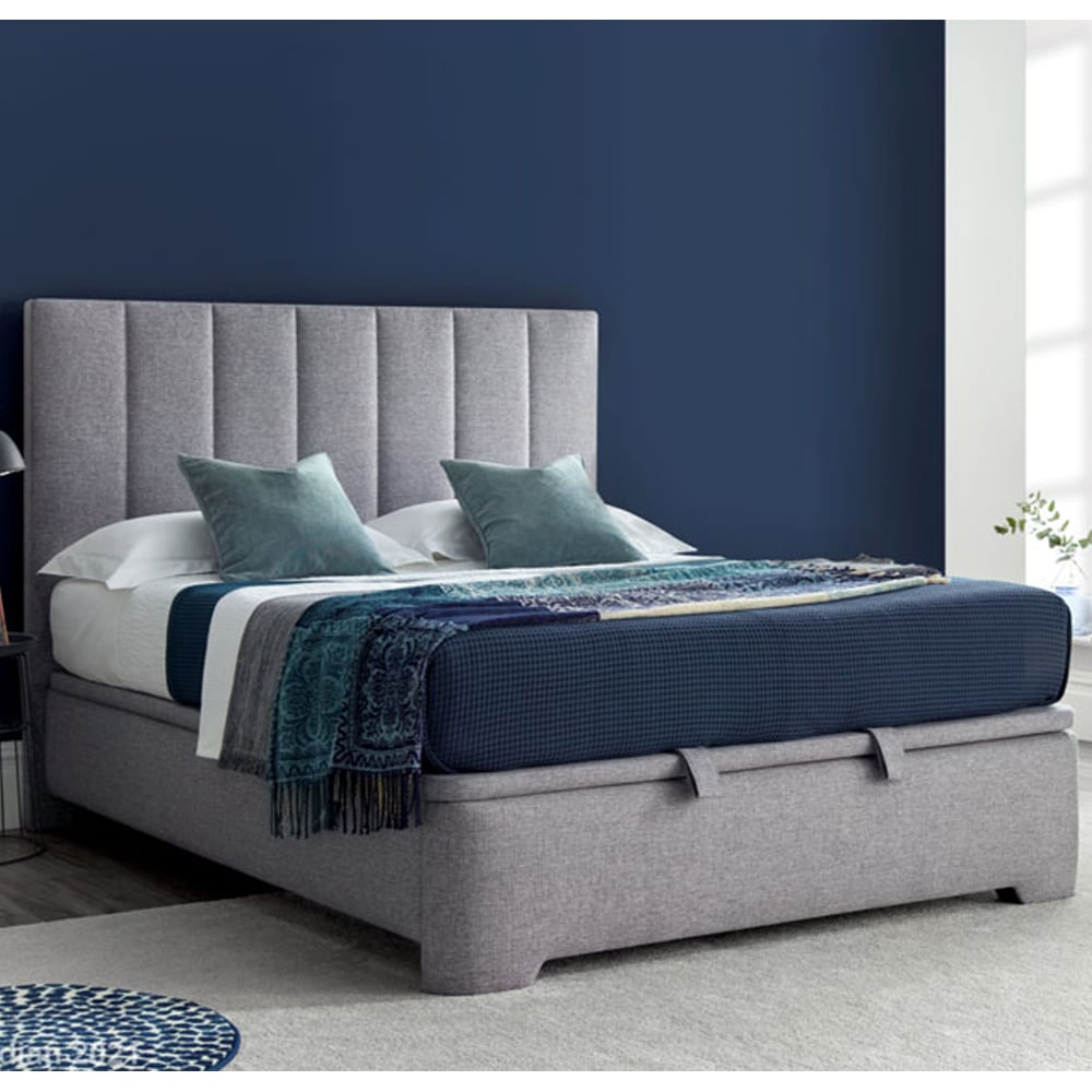 Milton Fabric Ottoman Storage Super King Size Bed In Grey