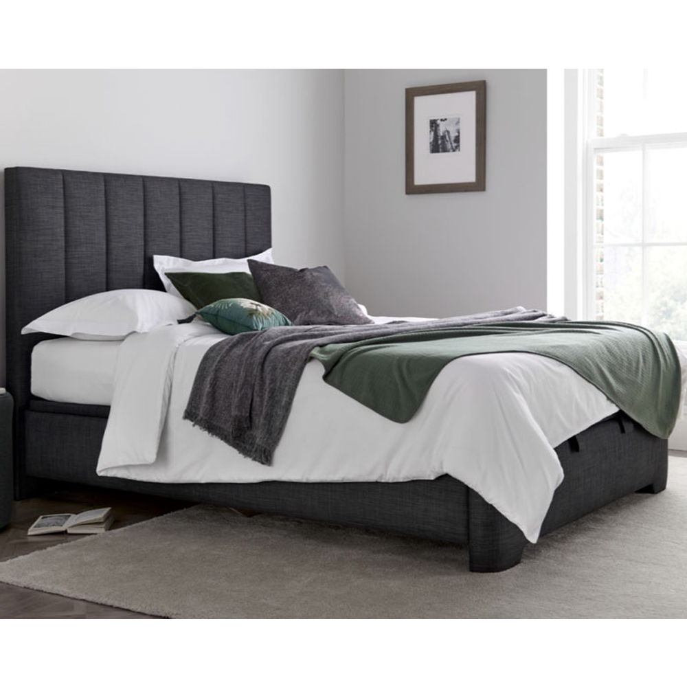 Milton Fabric Ottoman Storage Super King Size Bed In Slate