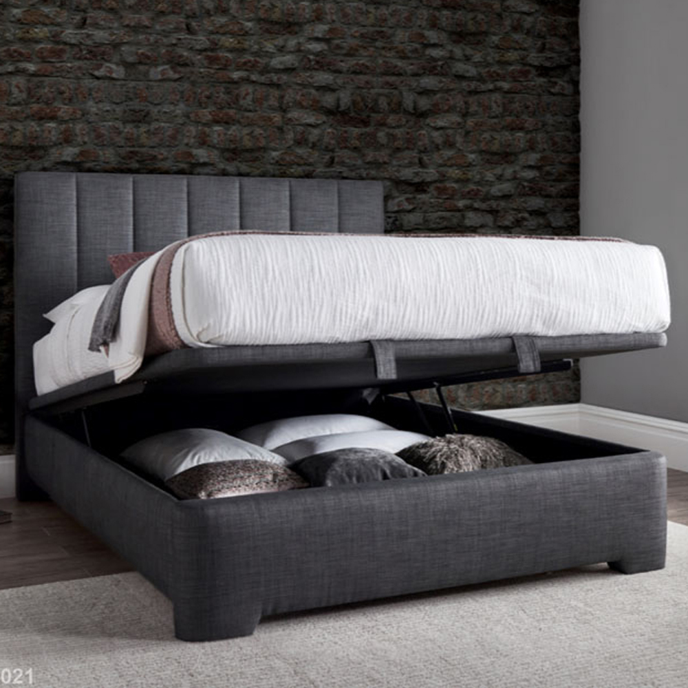 Milton Fabric Ottoman Storage Super King Size Bed In Slate
