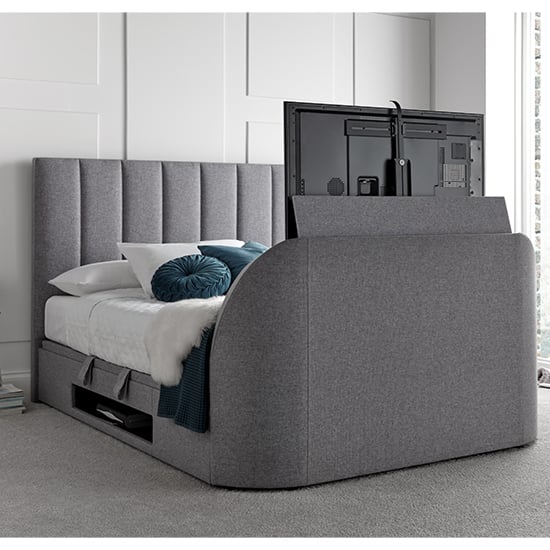 Product photograph of Milton Ottoman Marbella Fabric Double Tv Bed In Grey from Furniture in Fashion