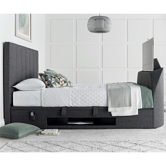 View Milton ottoman pendle fabric super king size tv bed in slate