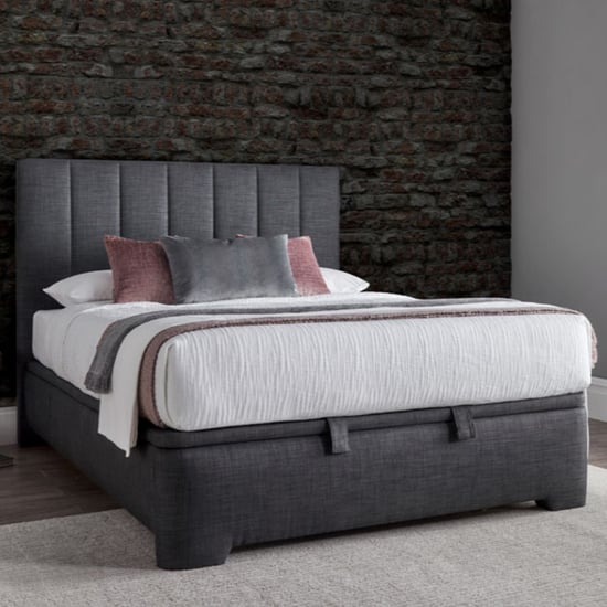 Product photograph of Milton Pendle Fabric Ottoman Double Bed In Slate from Furniture in Fashion
