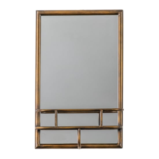 Product photograph of Millan Rectangular Bathroom Mirror With Shelf In Bronze Frame from Furniture in Fashion
