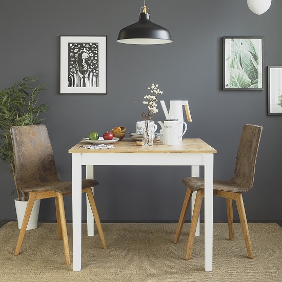 Milton Extendable Wooden Dining Table In Golden Oak And White_2