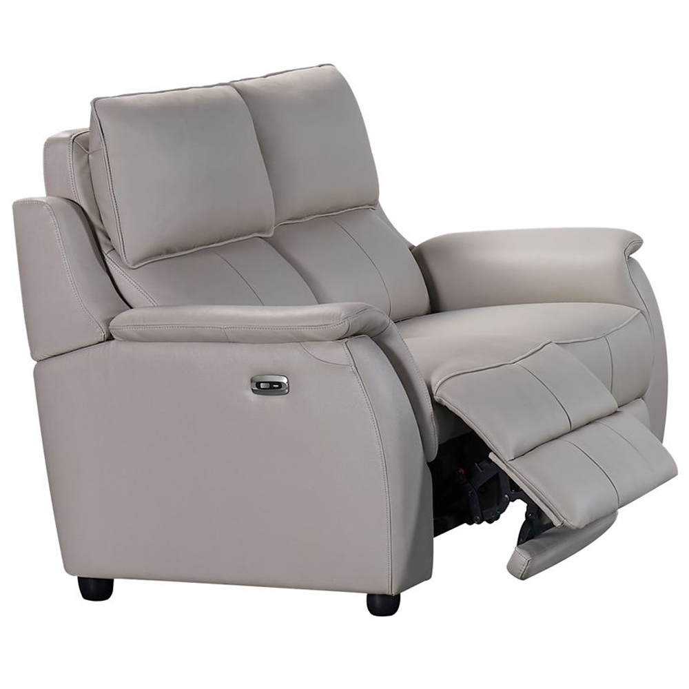 Milun Leather Electric Recliner 2 Seater Sofa In Cloud
