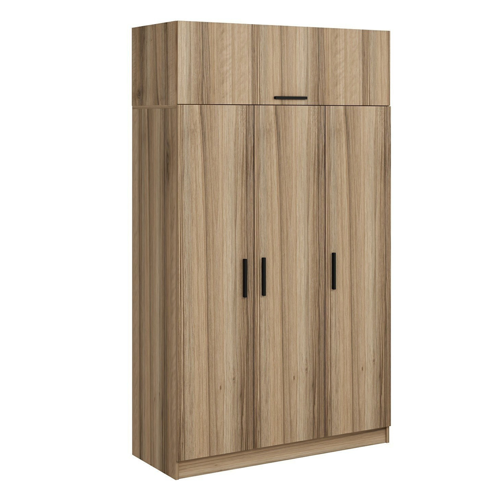 Minar H255cm Wooden Wardrobe with 4 Doors in Oak