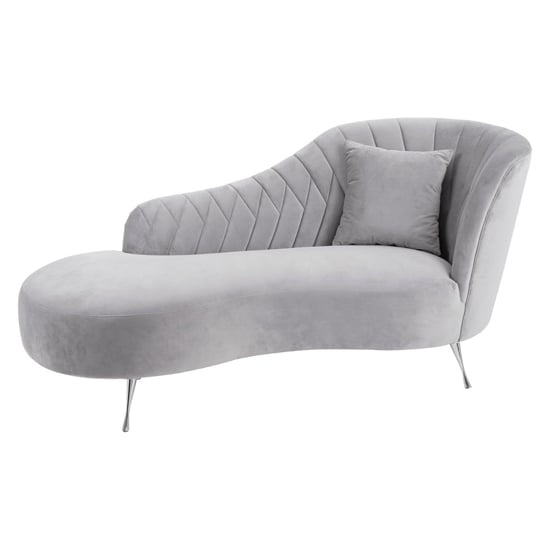 Product photograph of Minelauva Velvet Right Arm Lounge Chaise Chair In Grey from Furniture in Fashion
