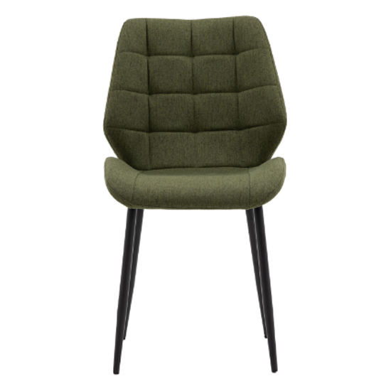 Minford Bottle Green Fabric Dining Chairs With Black Legs In Pair