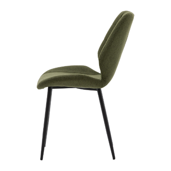 Minford Bottle Green Fabric Dining Chairs With Black Legs In Pair