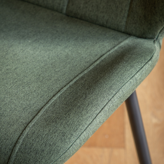 Minford Bottle Green Fabric Dining Chairs With Black Legs In Pair