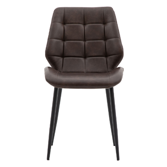 Minford Brown Leather Dining Chairs In Pair Furniture in Fashion