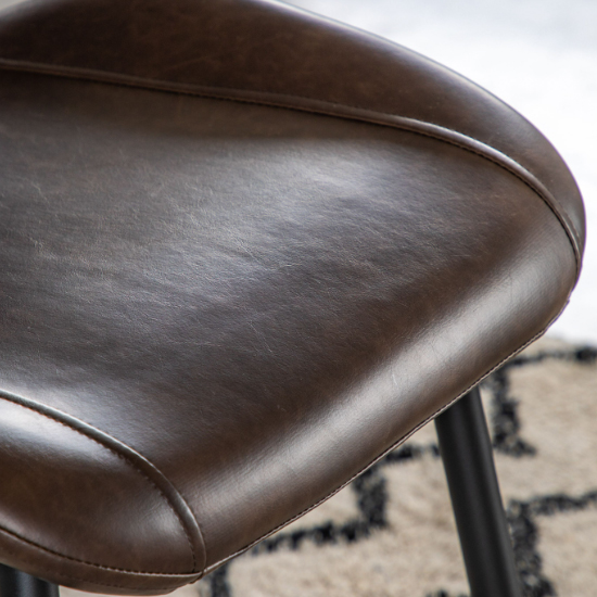 Minford Brown PU Leather Dining Chairs With Black Legs In Pair