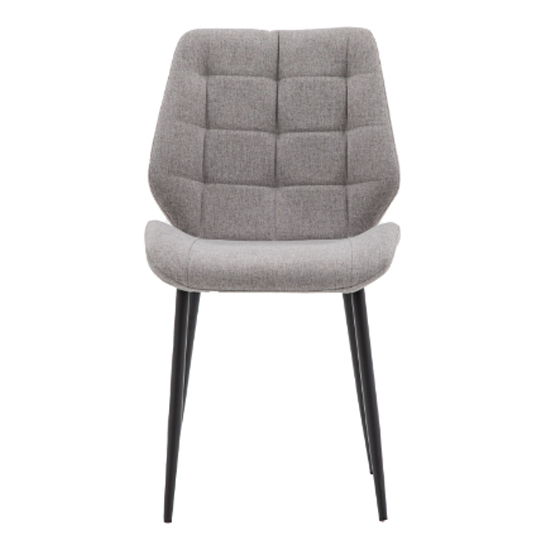 Minford Light Grey Fabric Dining Chairs With Black Legs In Pair