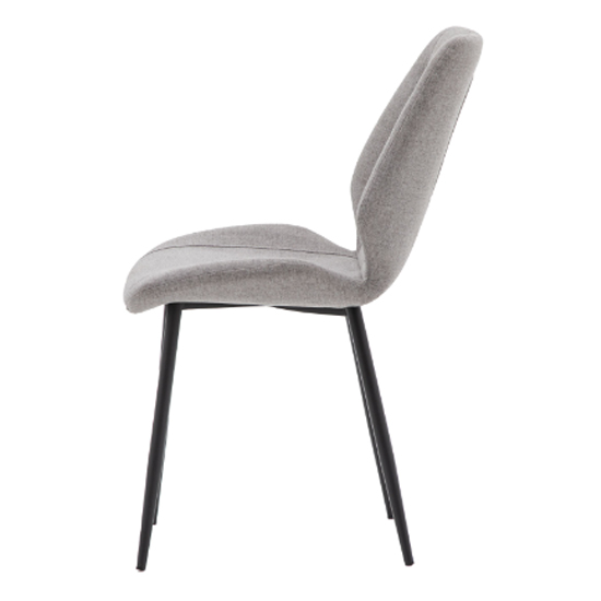 Minford Light Grey Fabric Dining Chairs With Black Legs In Pair