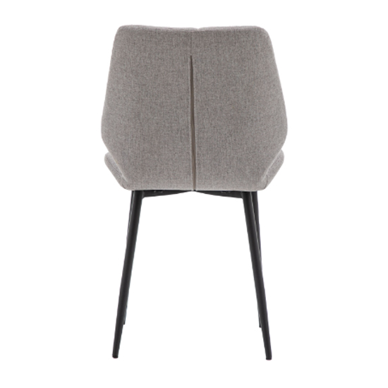 Minford Light Grey Fabric Dining Chairs With Black Legs In Pair