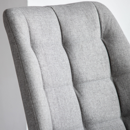 Minford Light Grey Fabric Dining Chairs With Black Legs In Pair