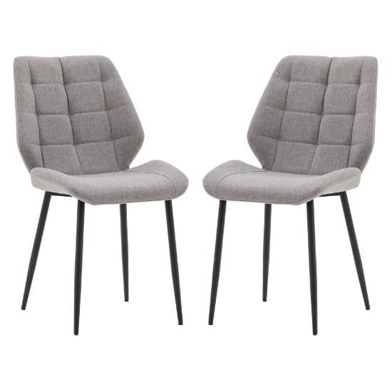 Photo of Minford light grey fabric dining chairs in pair