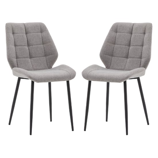 Read more about Minford light grey fabric dining chairs in pair