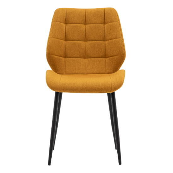 Minford Saffron Fabric Dining Chairs With Black Legs In Pair