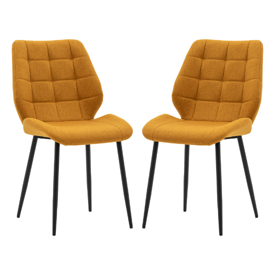 Product photograph of Minford Saffron Fabric Dining Chairs In Pair from Furniture in Fashion